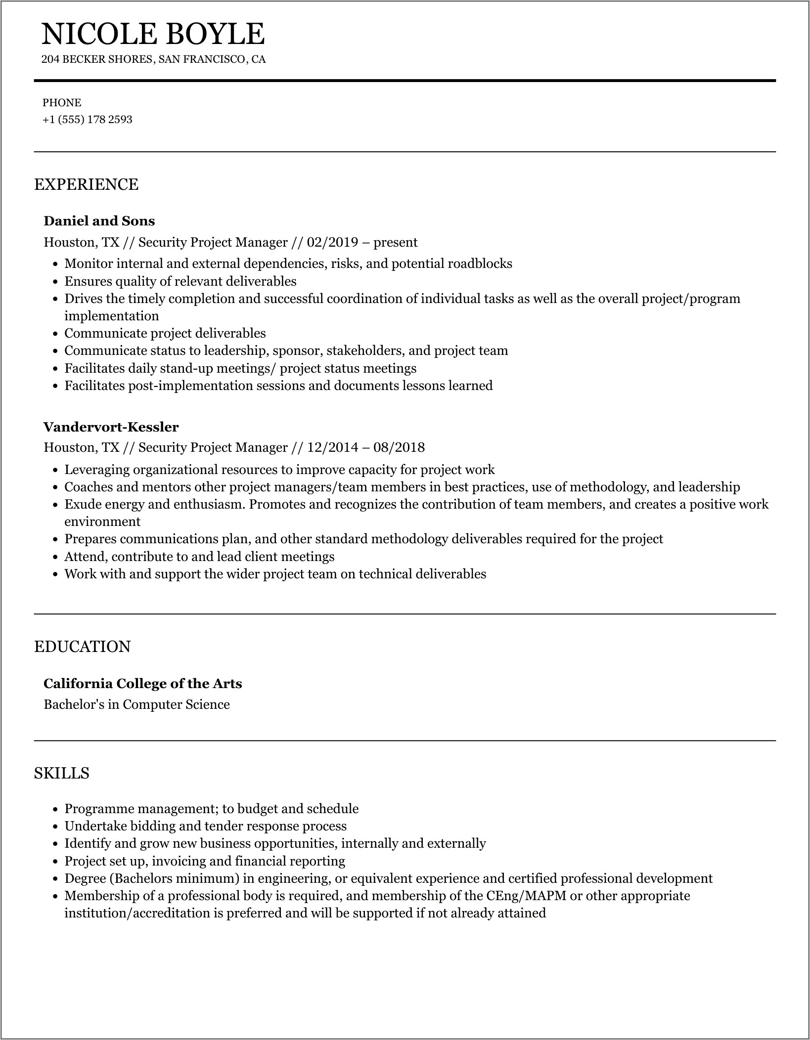 It Security Project Manager Resumes