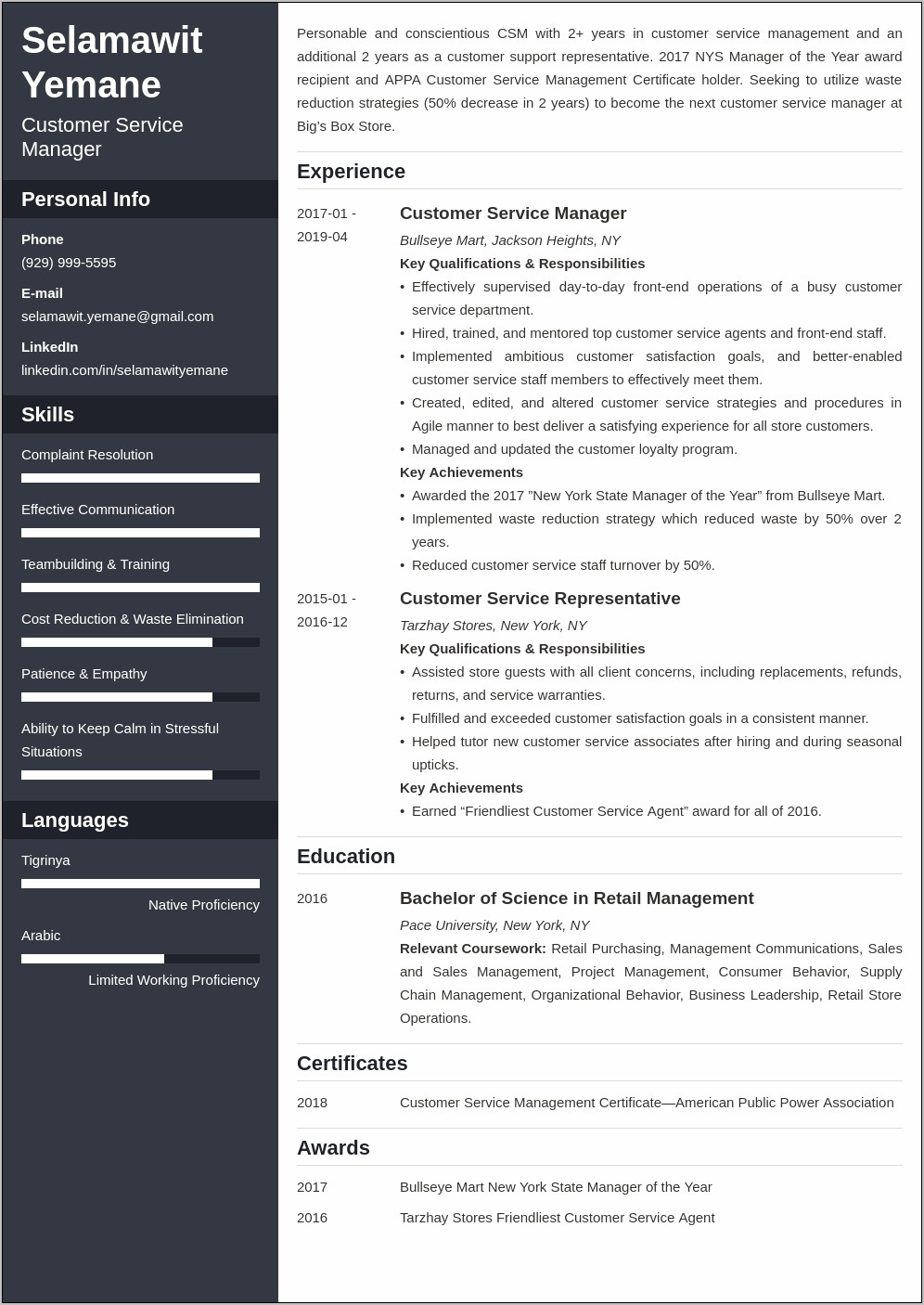 It Service Manager Resume Sample