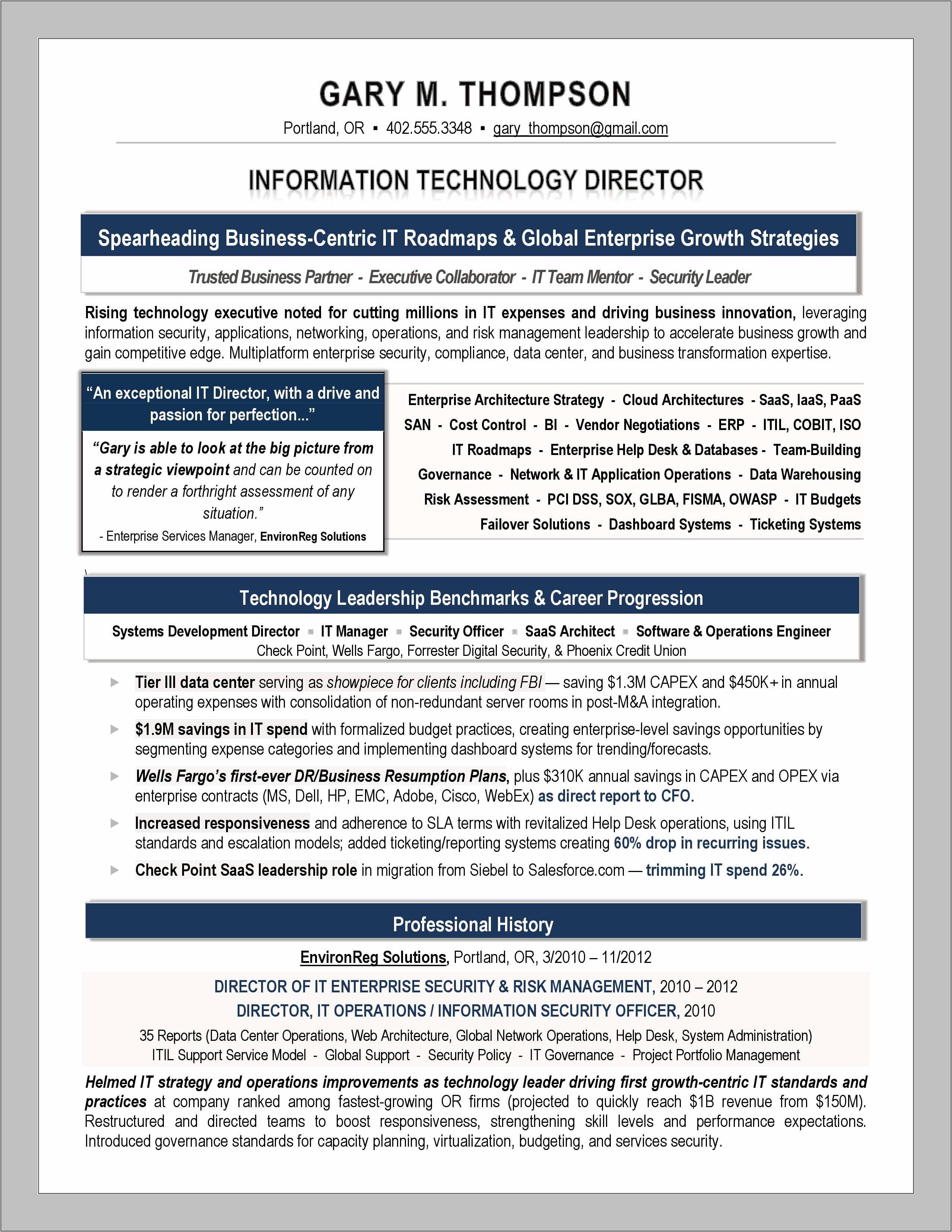 It Technical Director Sample Resume