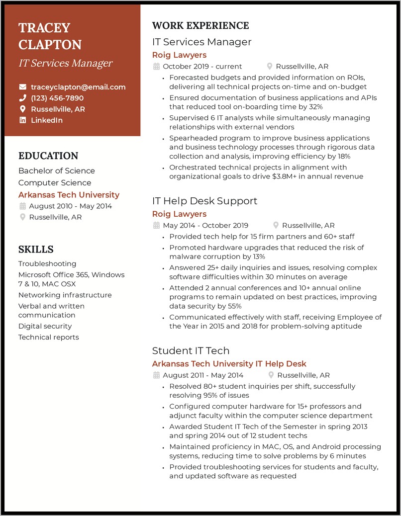 It Technical Manager Resume Sample