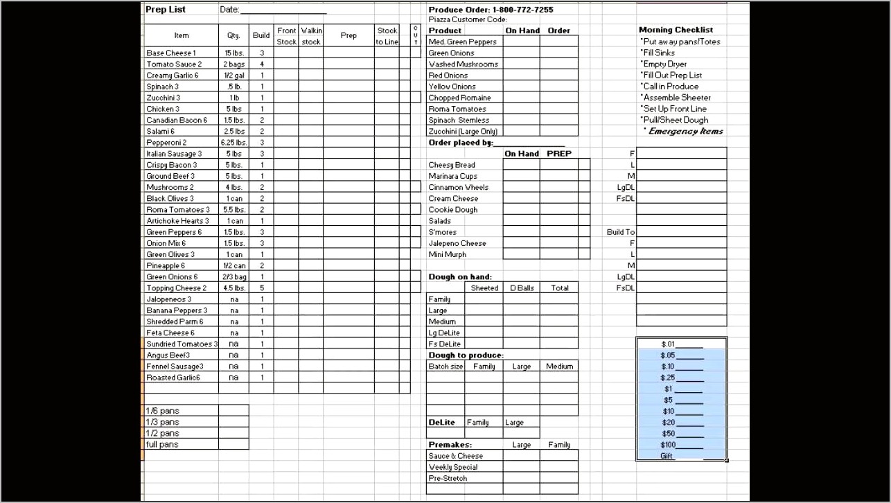 Item Prep Sheet Templates For Download