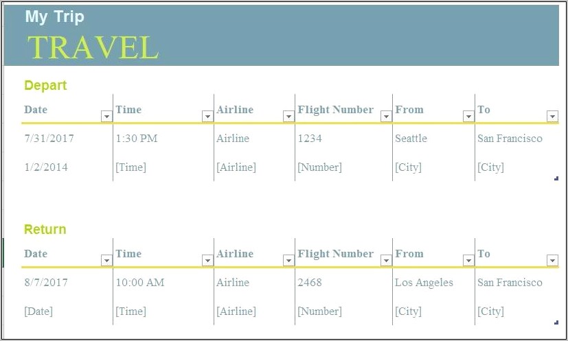 Itinerary Template To Download Microsoft Publisher