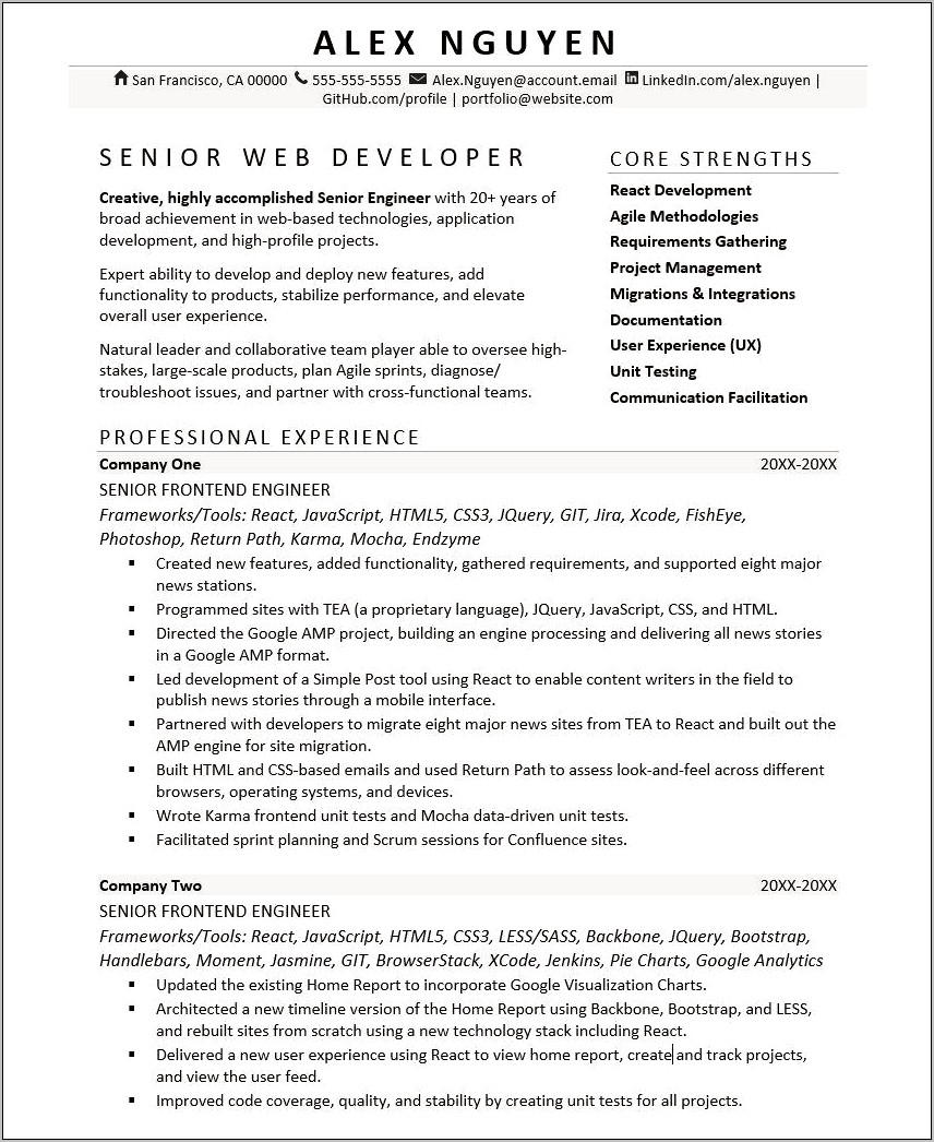 Java Web Developer Resume Objective