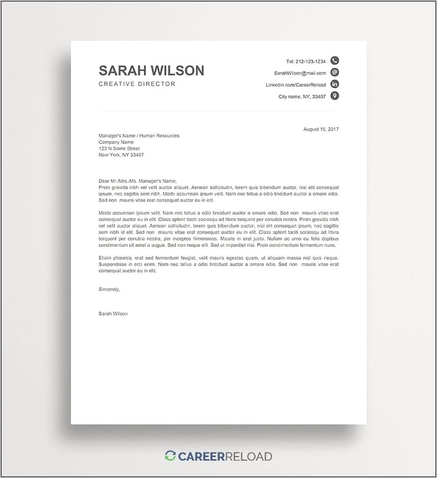 Job Application Cover Letter Template Download