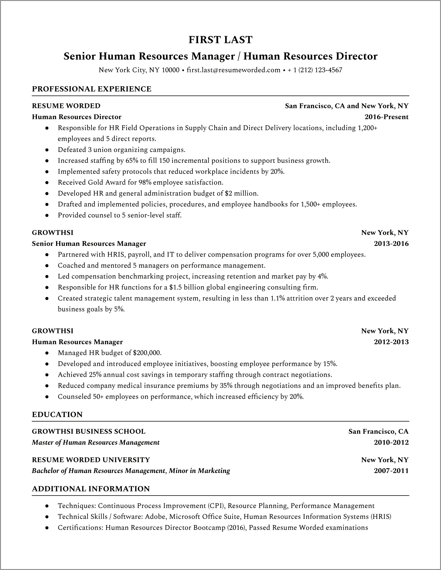 Job Description For Hr Resume