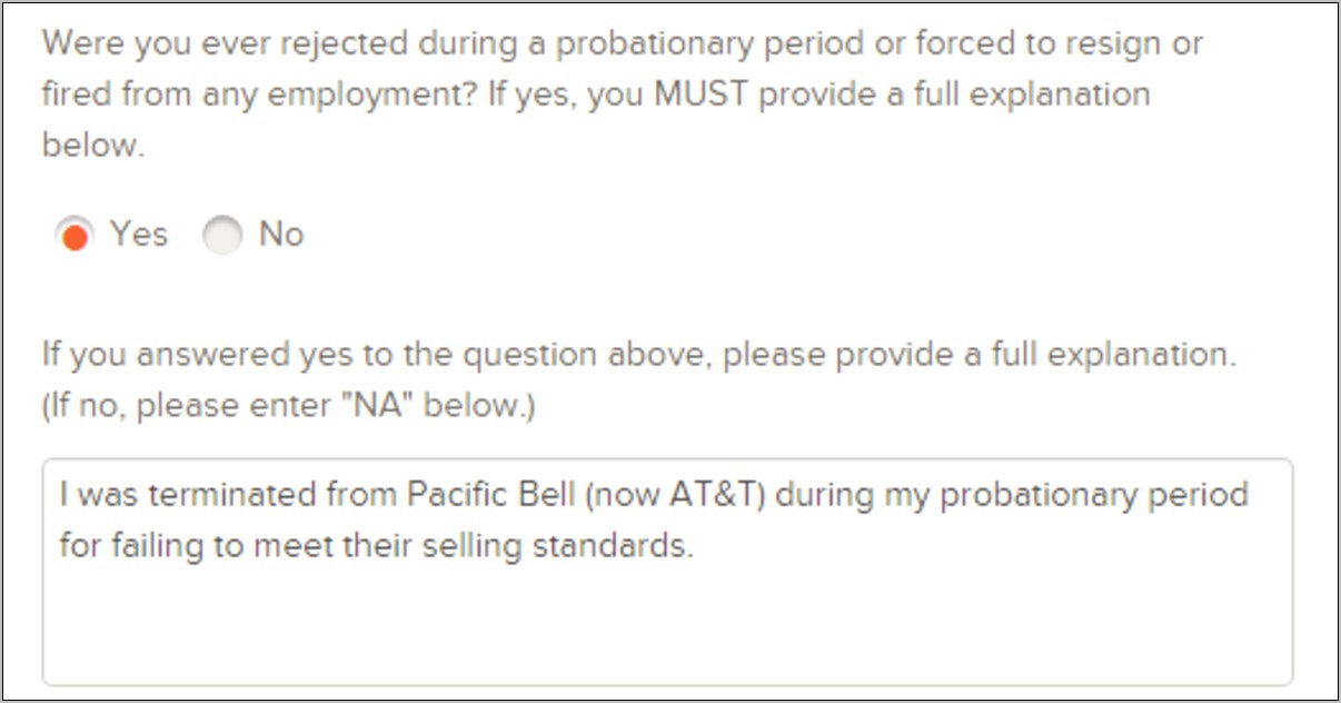 Job Fired From On Resume