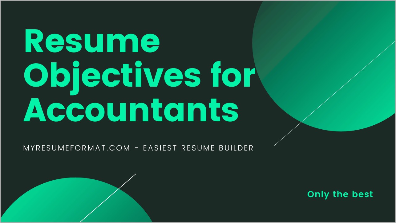 Job Objective In Resume Accounting