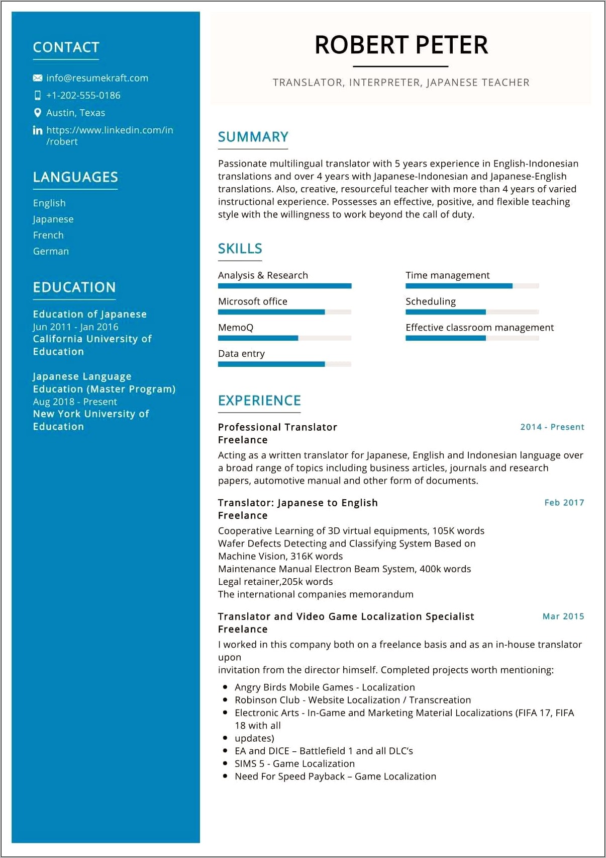 Job Resume In German Translate