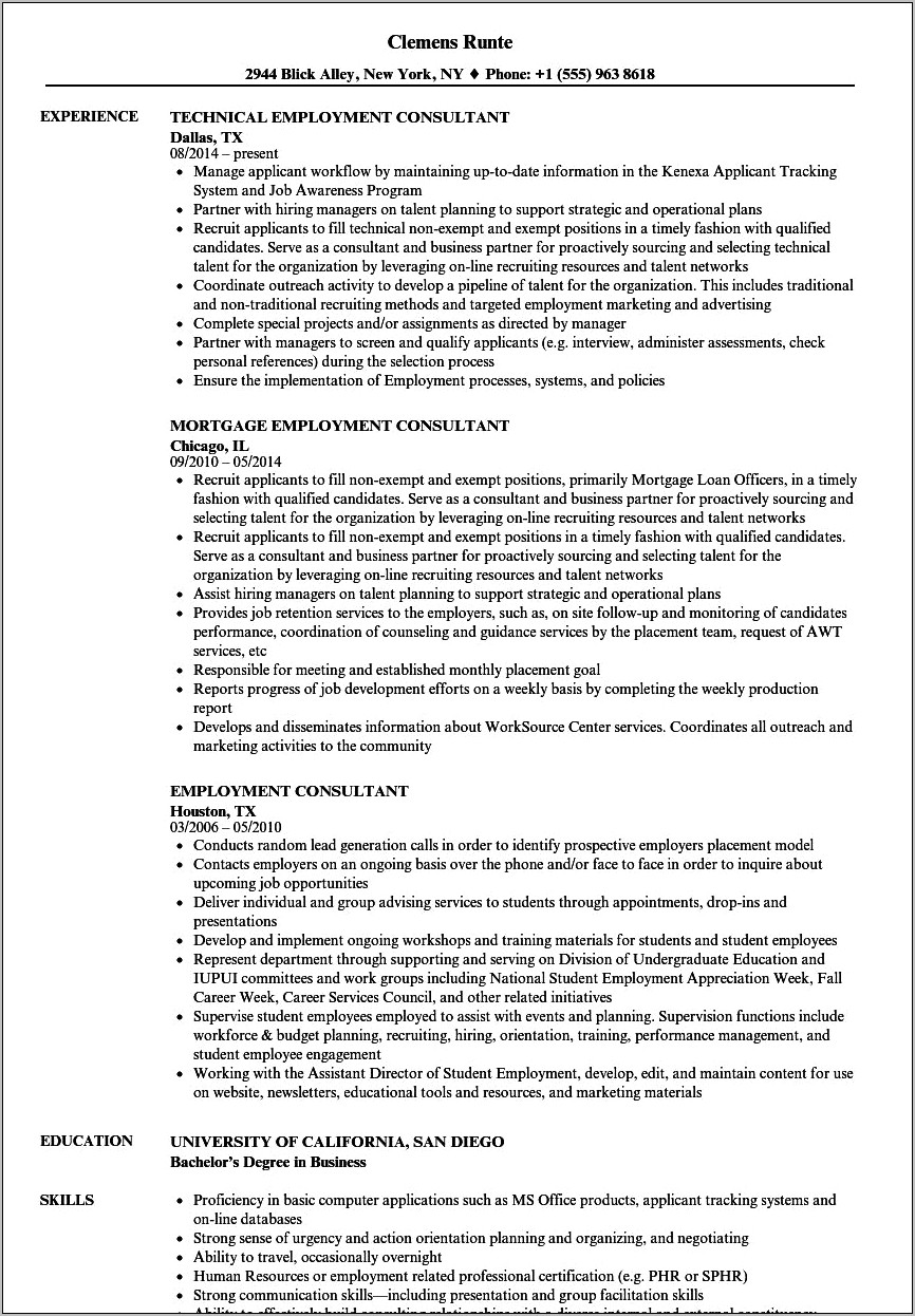 Job Seeker Simple Resume Sample