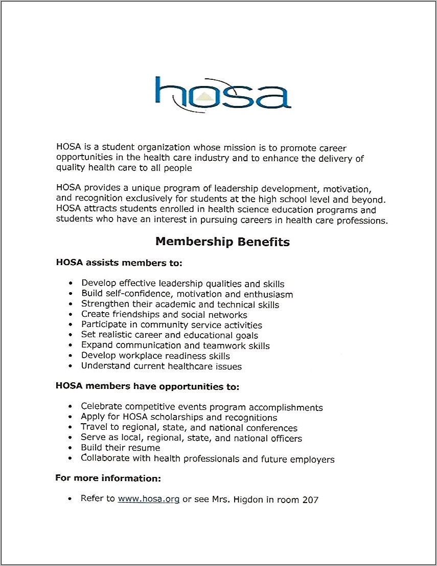 Job Seeking Skills Hosa Resume