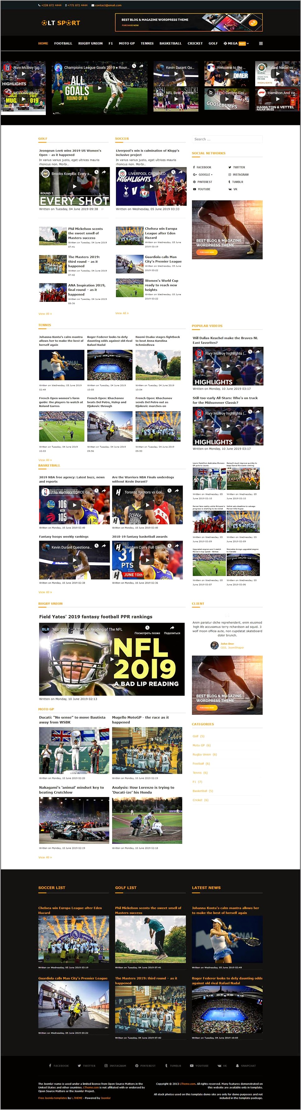 Joomla Sports News Template Free Download