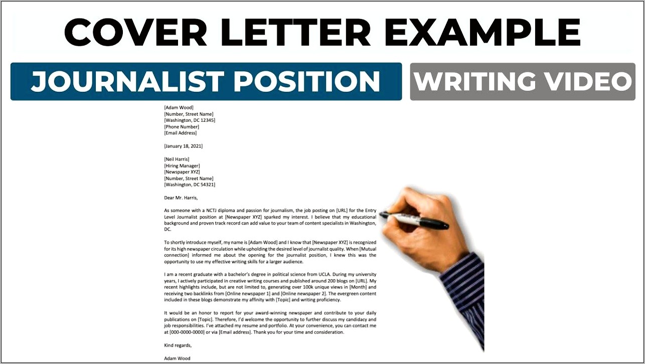 Journalism Resume Cover Letter Example