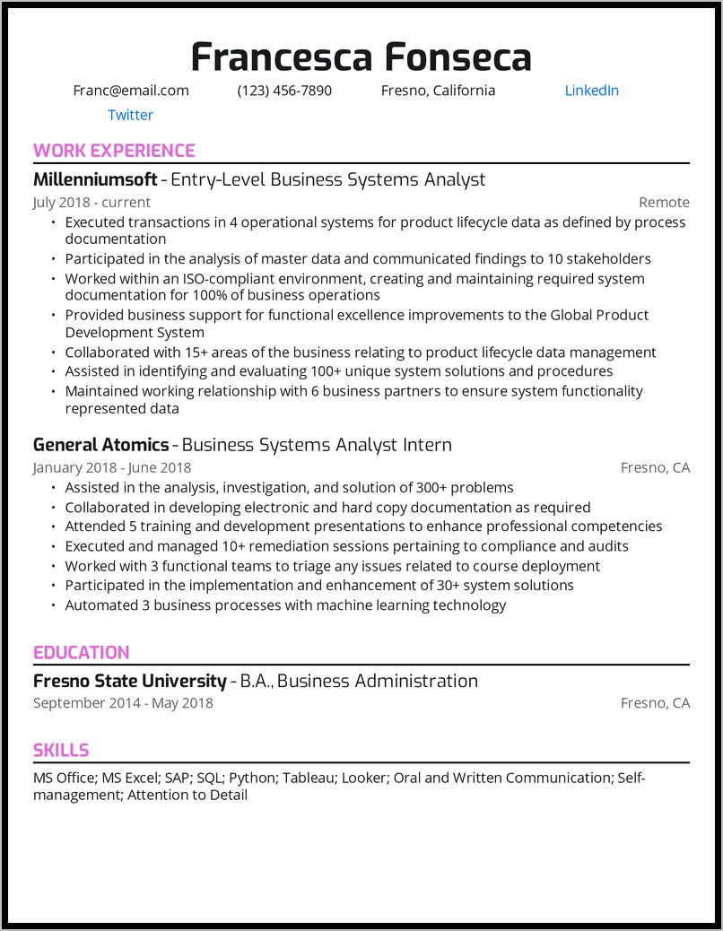Junior Business Analyst Resume Objective
