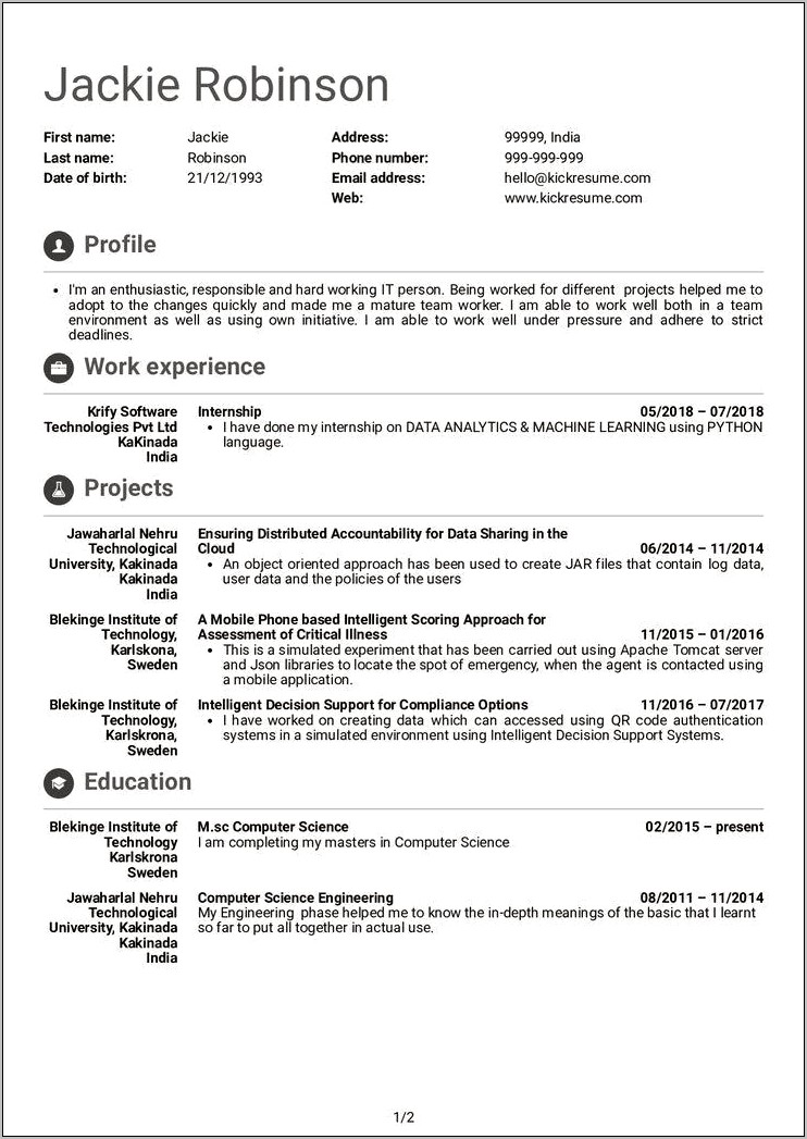 Junior Mechanical Engineer Resume Example