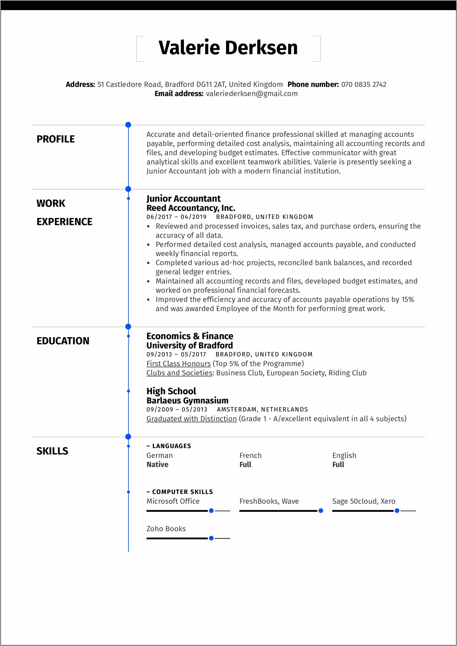 Junior Tax Accountant Resume Sample