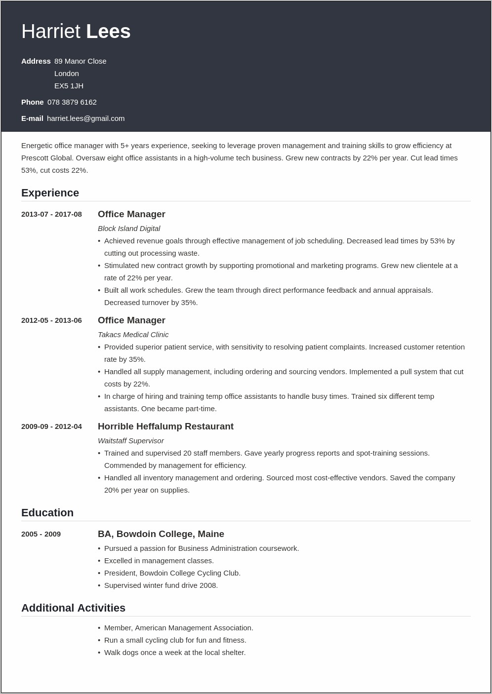 Key Skills Office Manager Resume