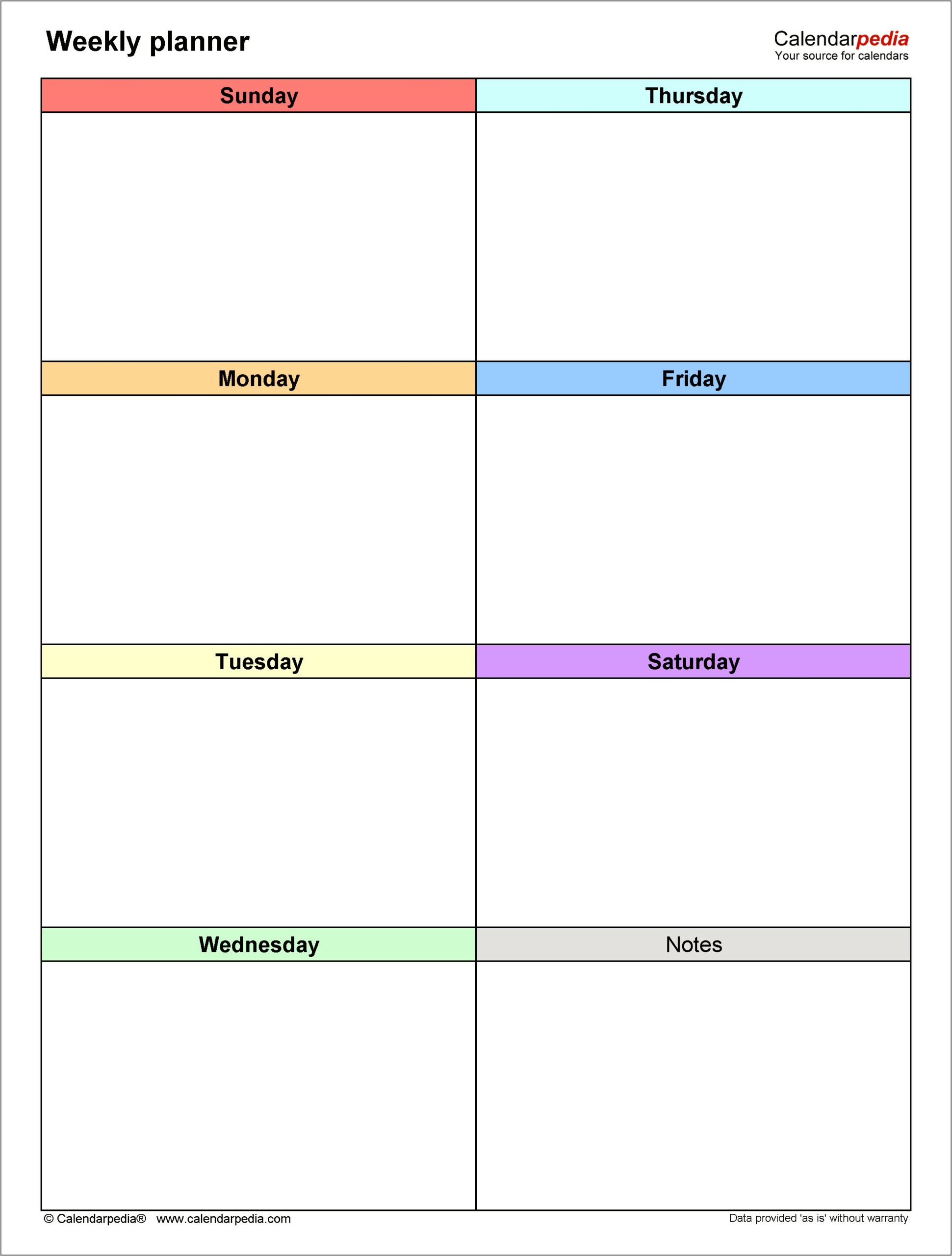 Kids Luch Calender Template Free Download