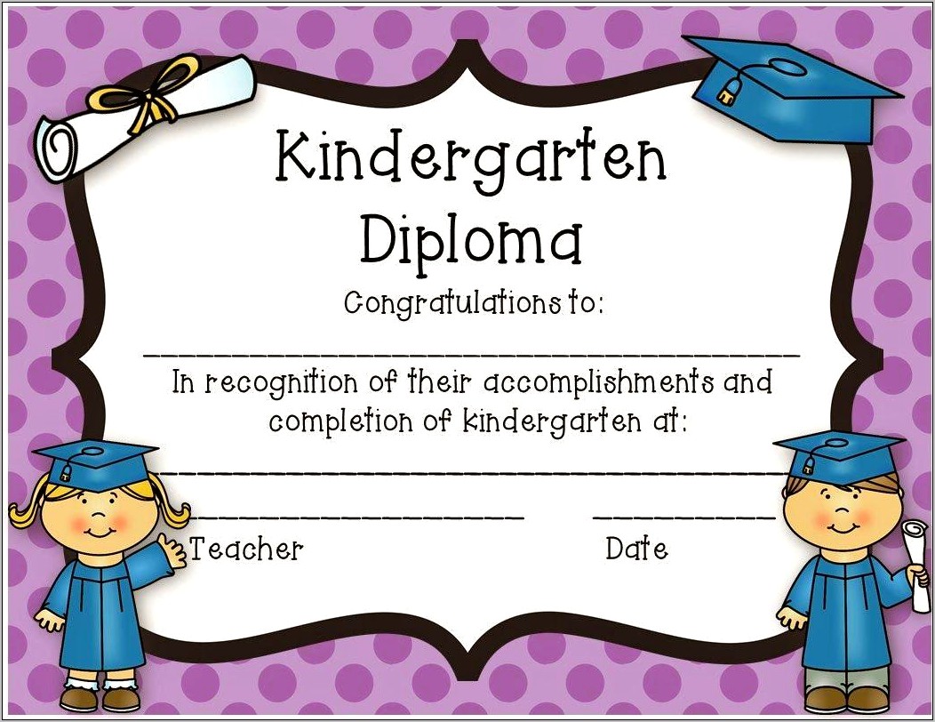 Kindergarten Graduation Certificate Templates Free Download