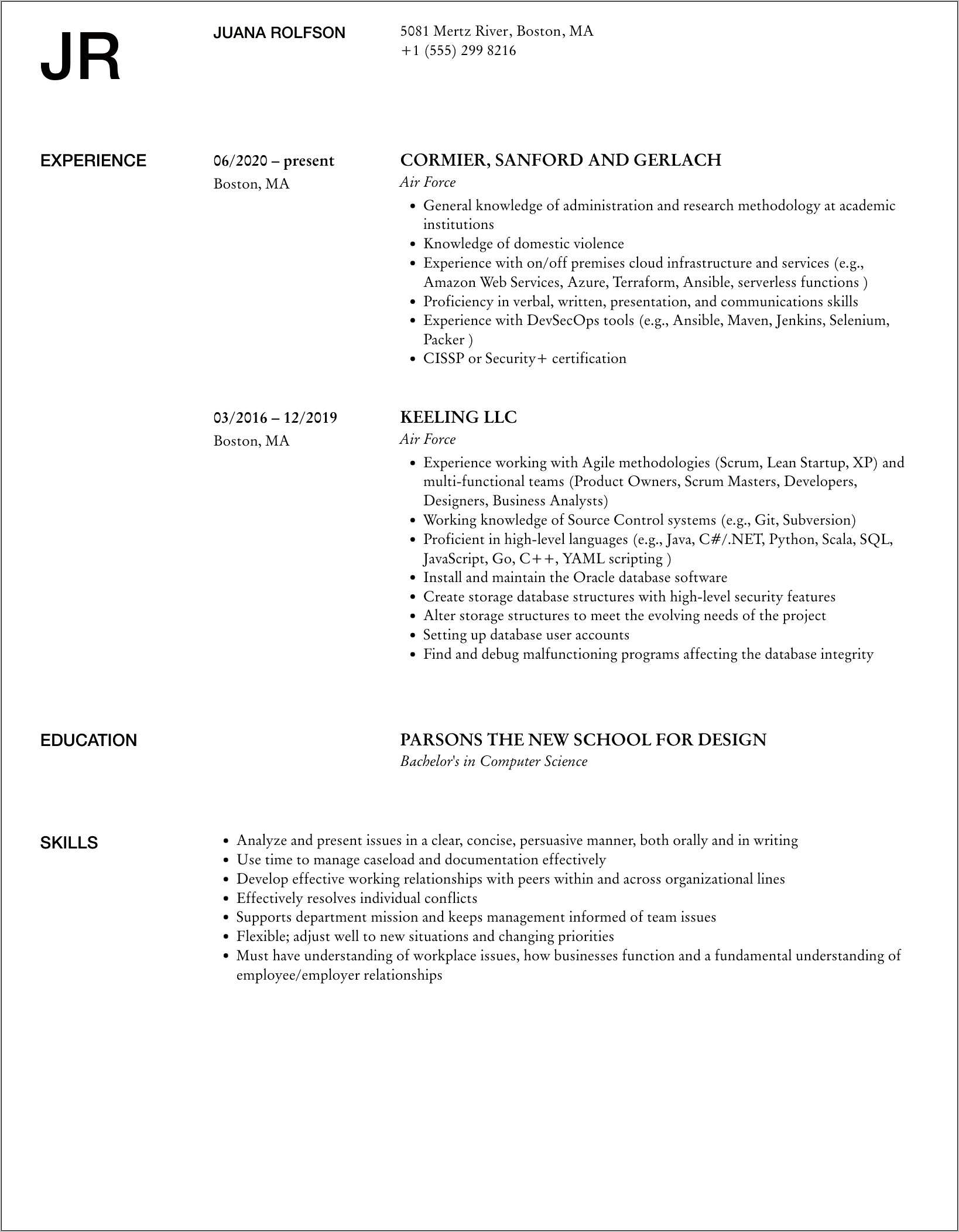 Knowledge Management Air Force Resume