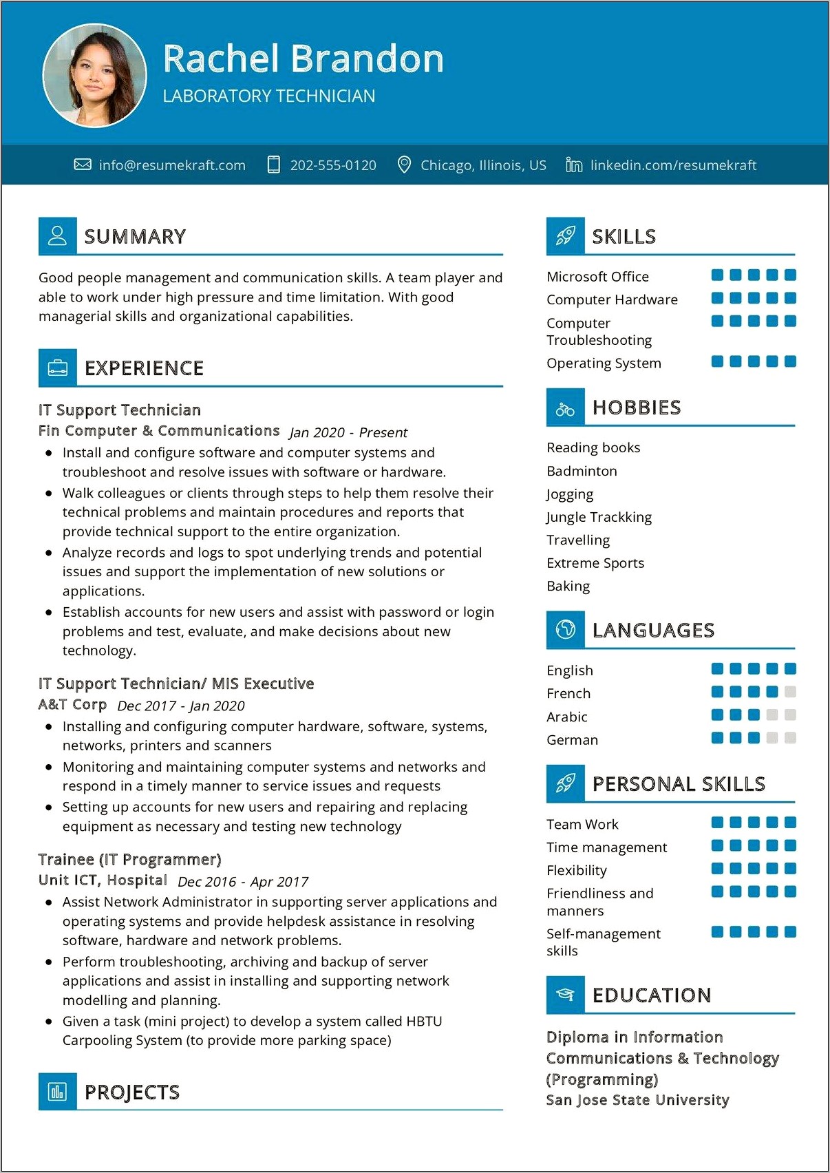 Lab Technician Resume Objective Examples