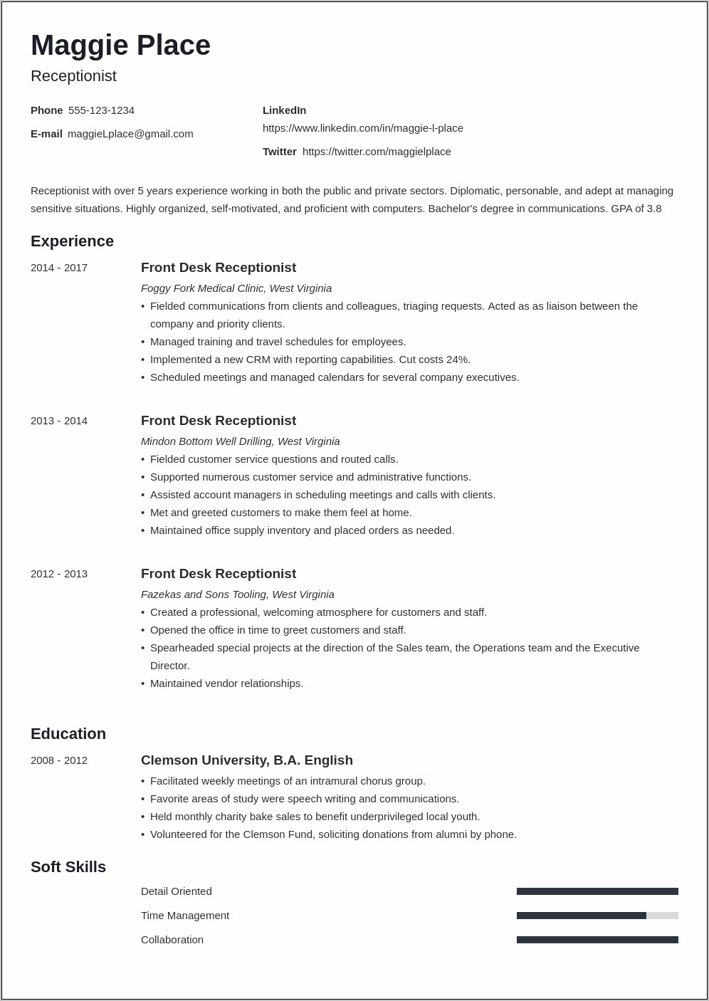 Law Firm Receptionist Resume Objective