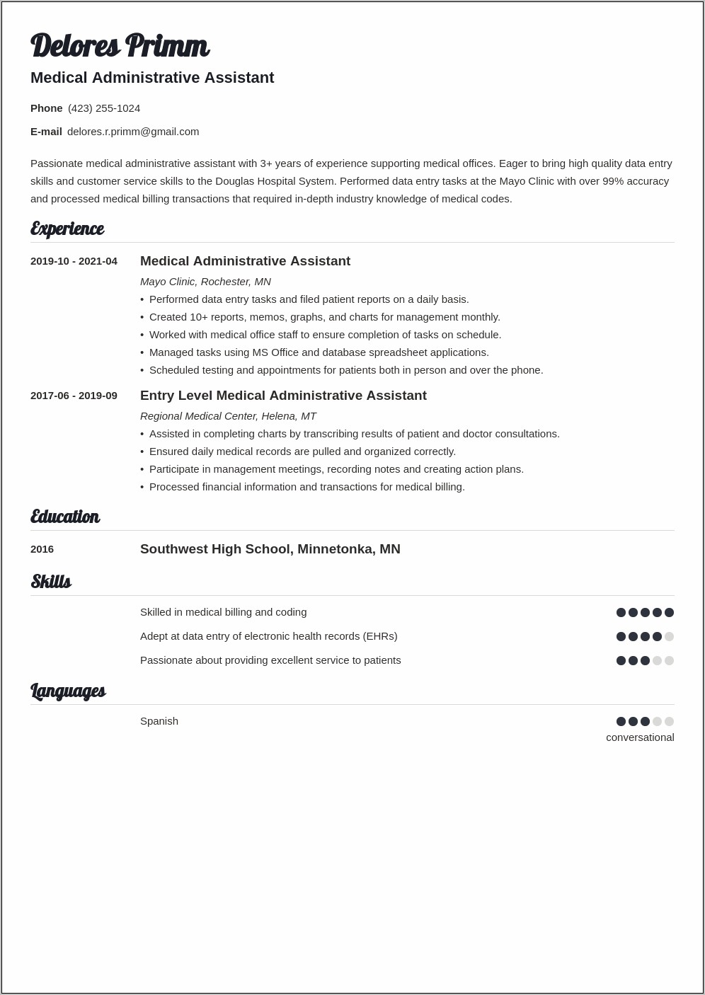 Lead Medical Assistant Resume Sample