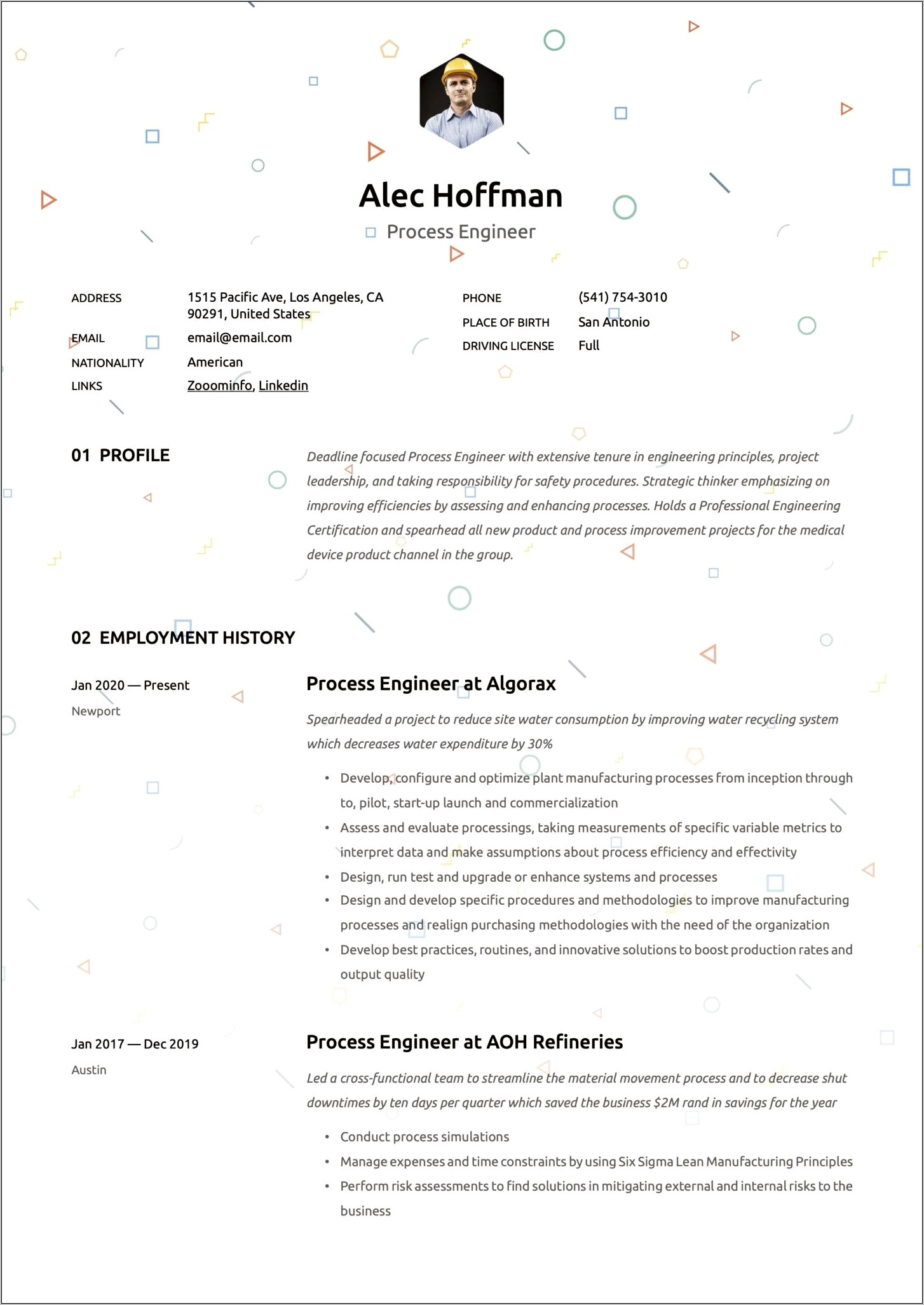 Lead Process Engineer Resume Sample