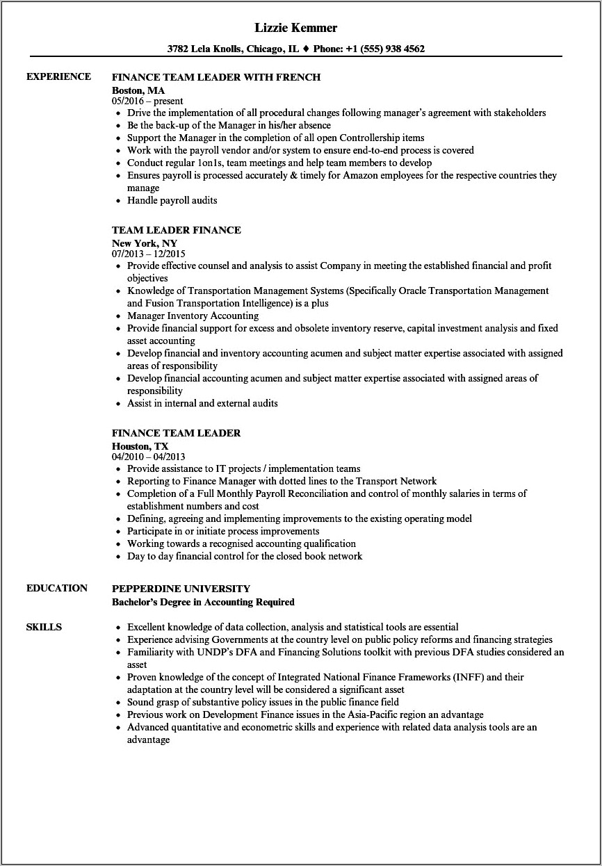 Leadership Skills On Resume Sample