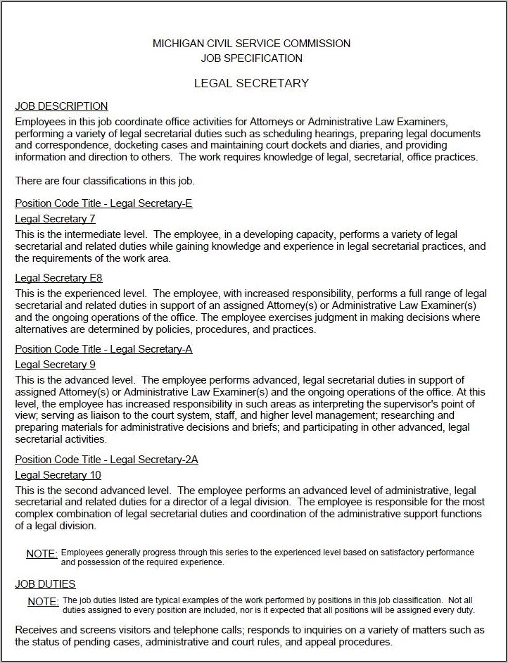 Legal Administrative Assistant Resume Examples