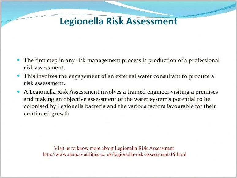 Legionella Risk Assessment Template Free Download