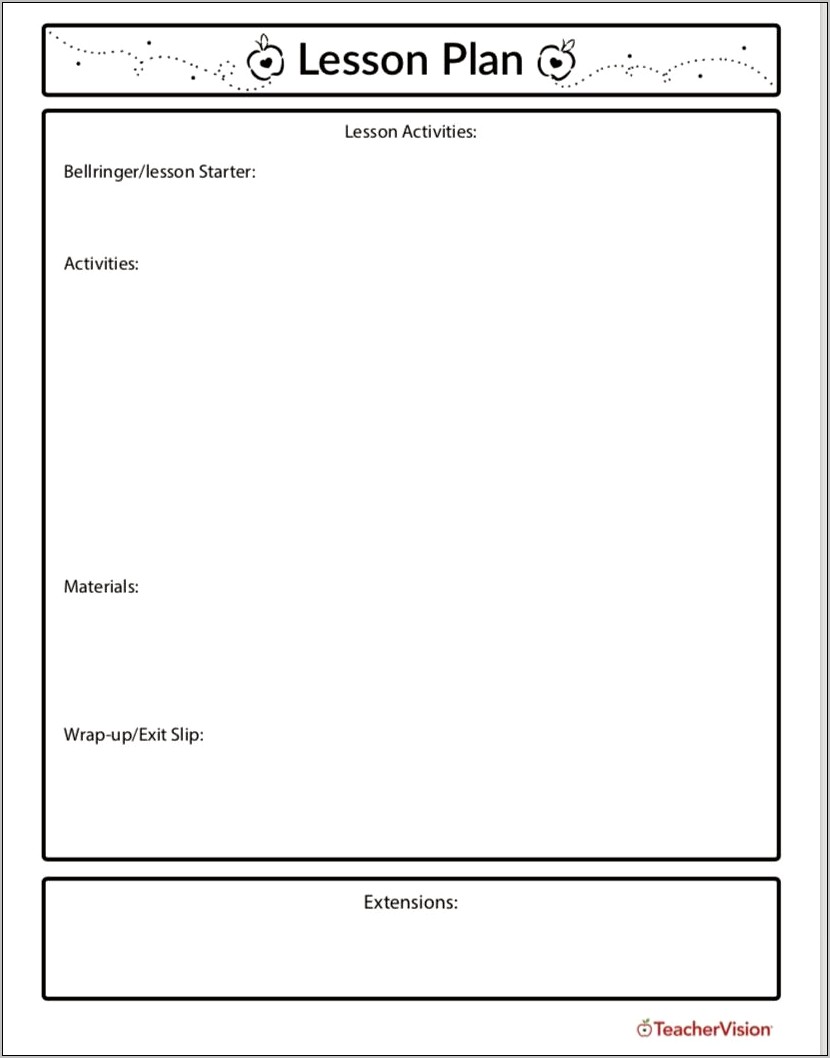 Lesson Plan Template Download For Word