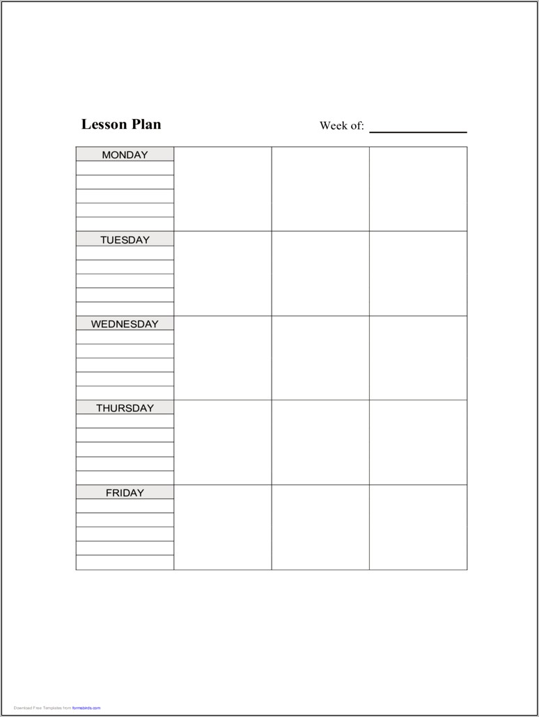 Lesson Plan Template Word To Download