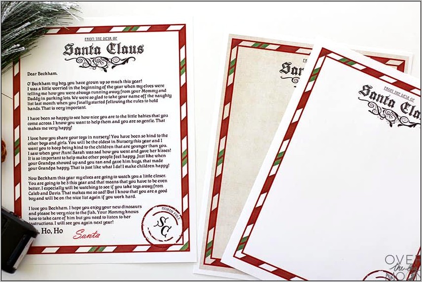 Letter From Santa Template Word Download