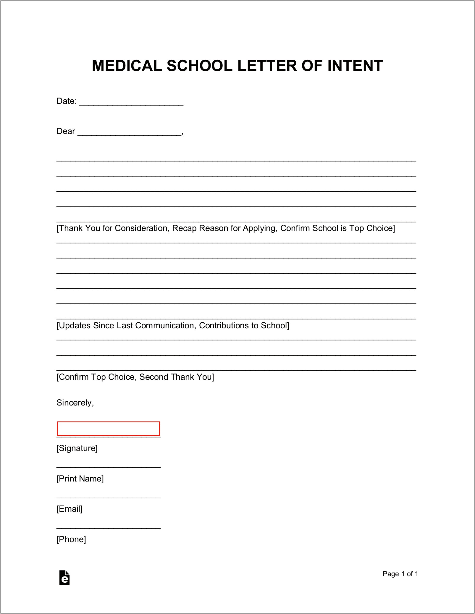 Letter Of Intent Medical School Template Download