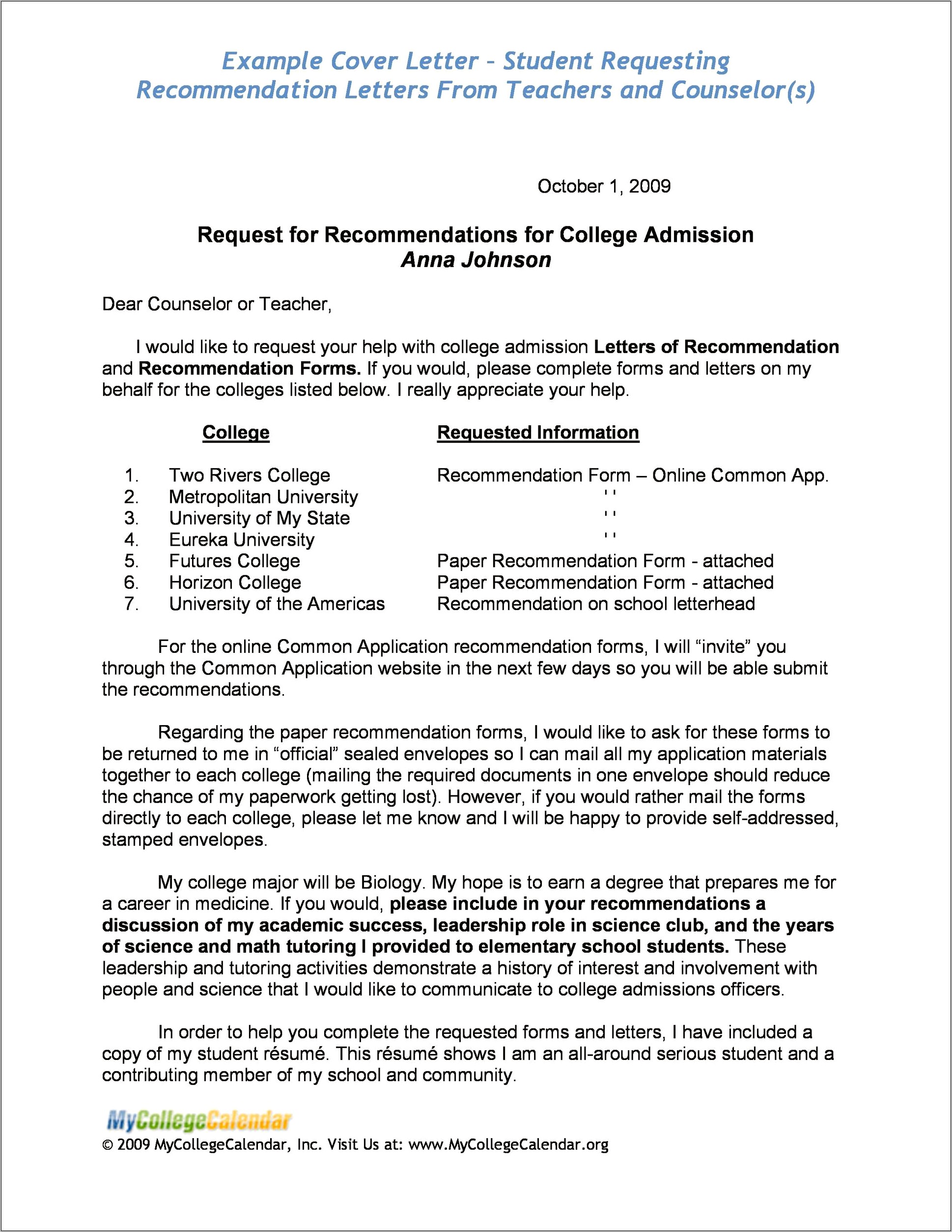 Letter Of Recommendation Resume Examples