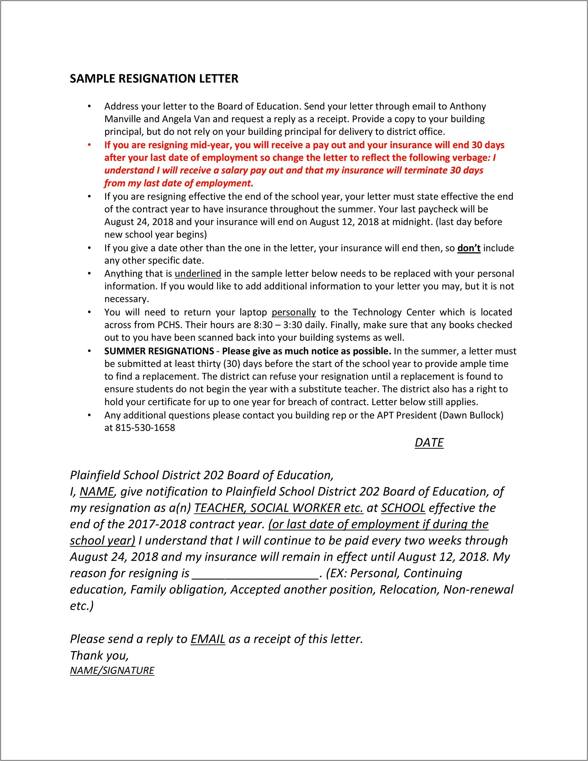 Letter Of Resignation Template Word Download