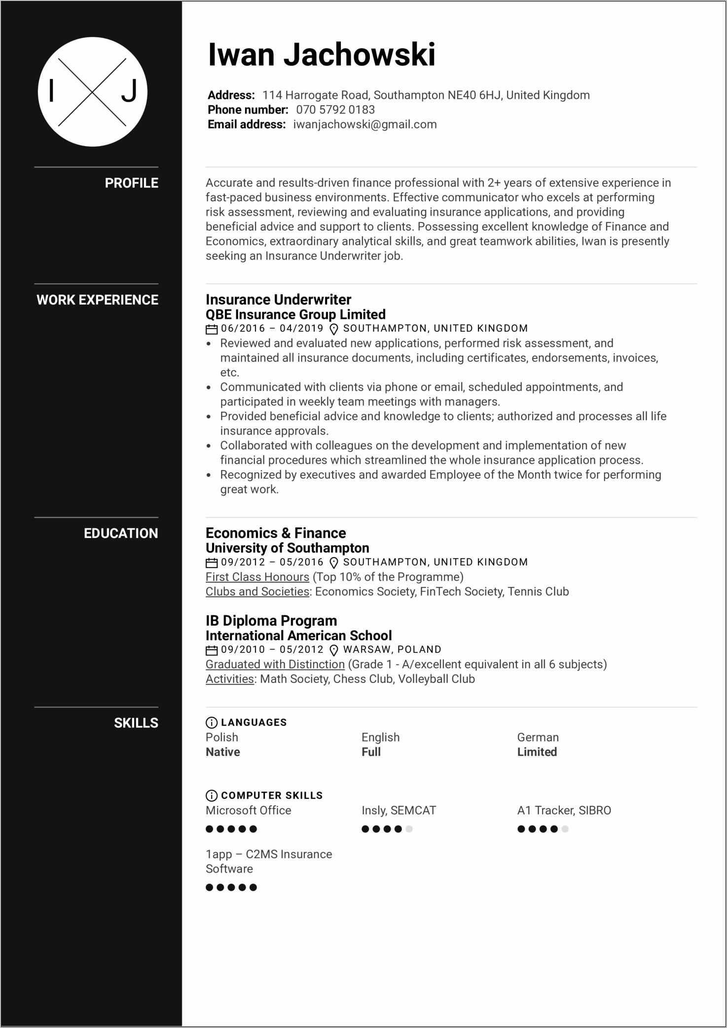 Life Insurance Agent Sample Resume