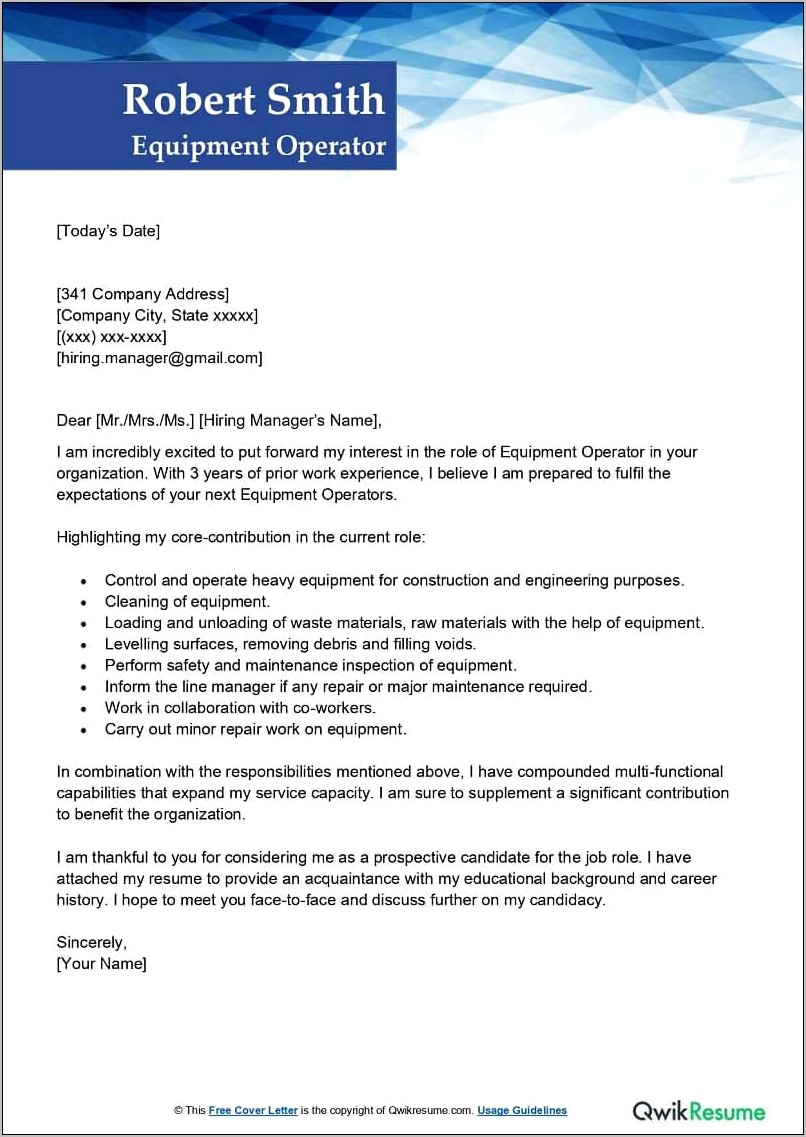 Lineman Resume Cover Letter Examples