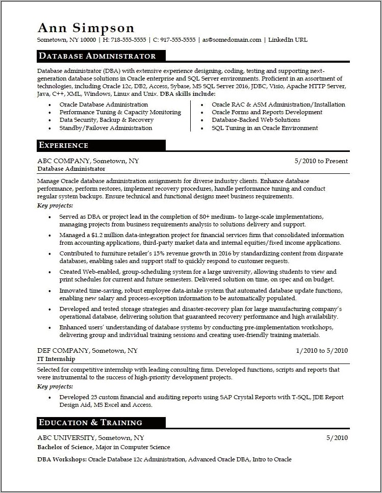 Linux Fresher Resume Sample Pdf