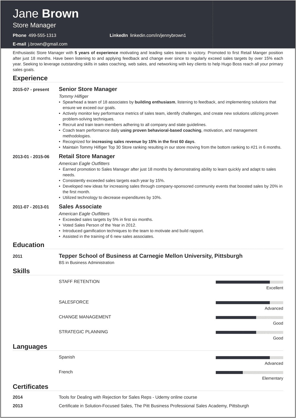 Liquor Store Assistant Manager Resume