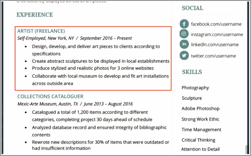 List Freelance Jobs On Resume