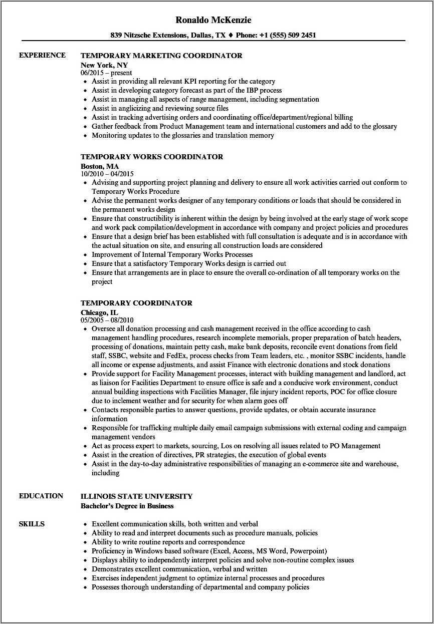 Listing Temp Jobs On Resume