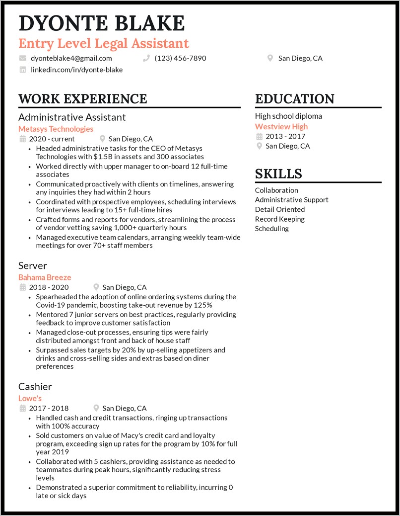 Litigation Legal Assistant Resume Sample