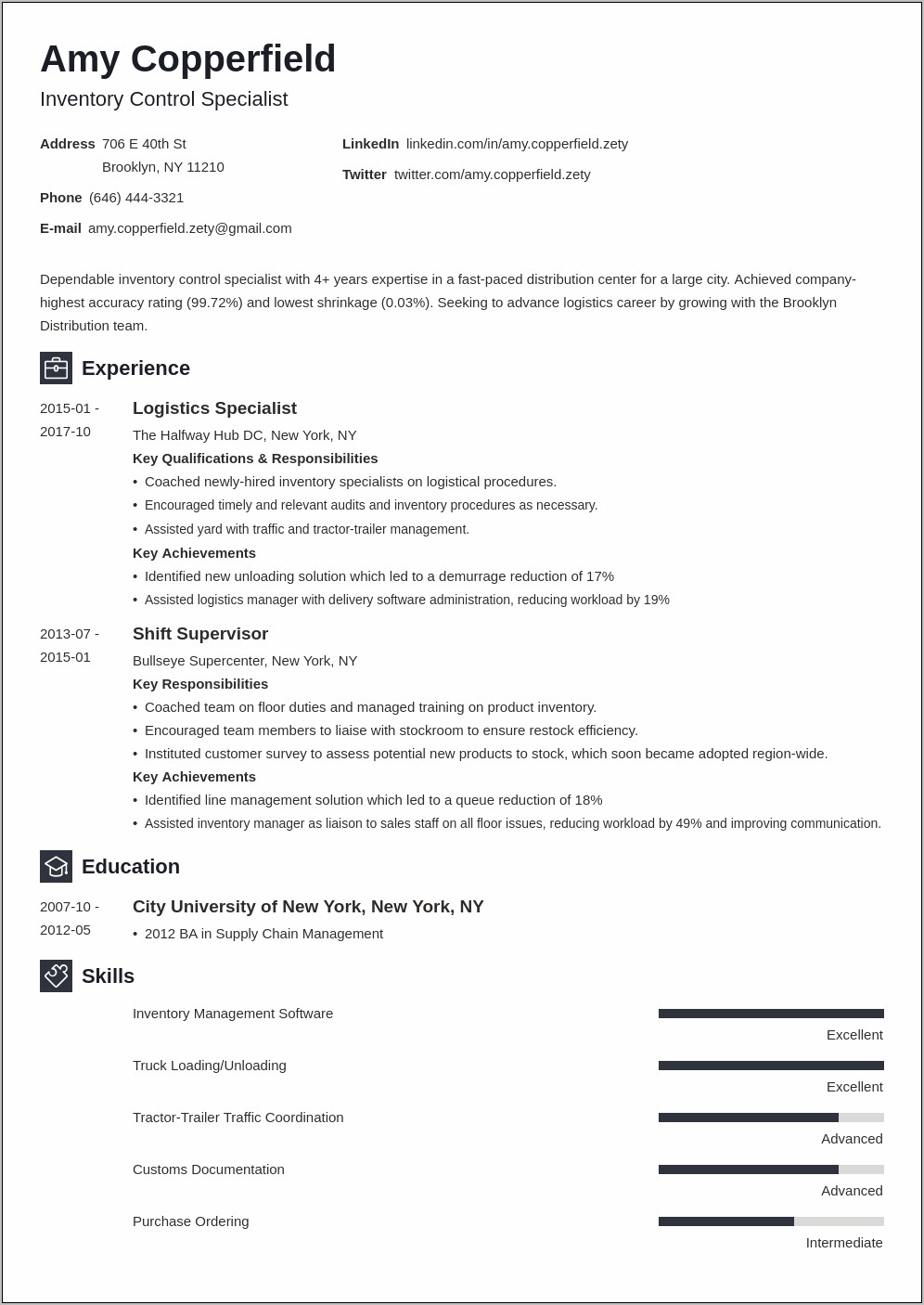 Logistics Management Specialist Resume Examples