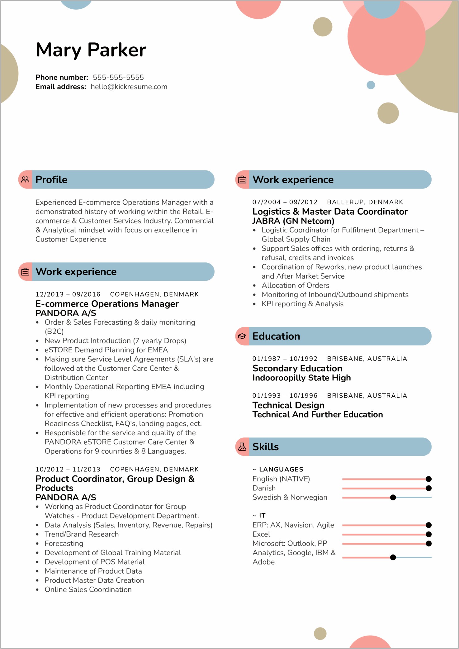 Logistics Operations Manager Resume Examples