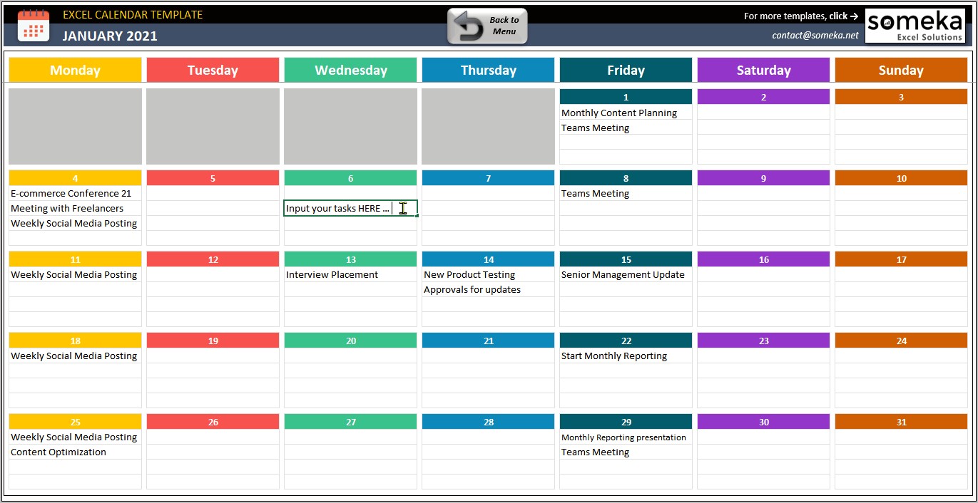 Mac Excel Calendar Template Free Download