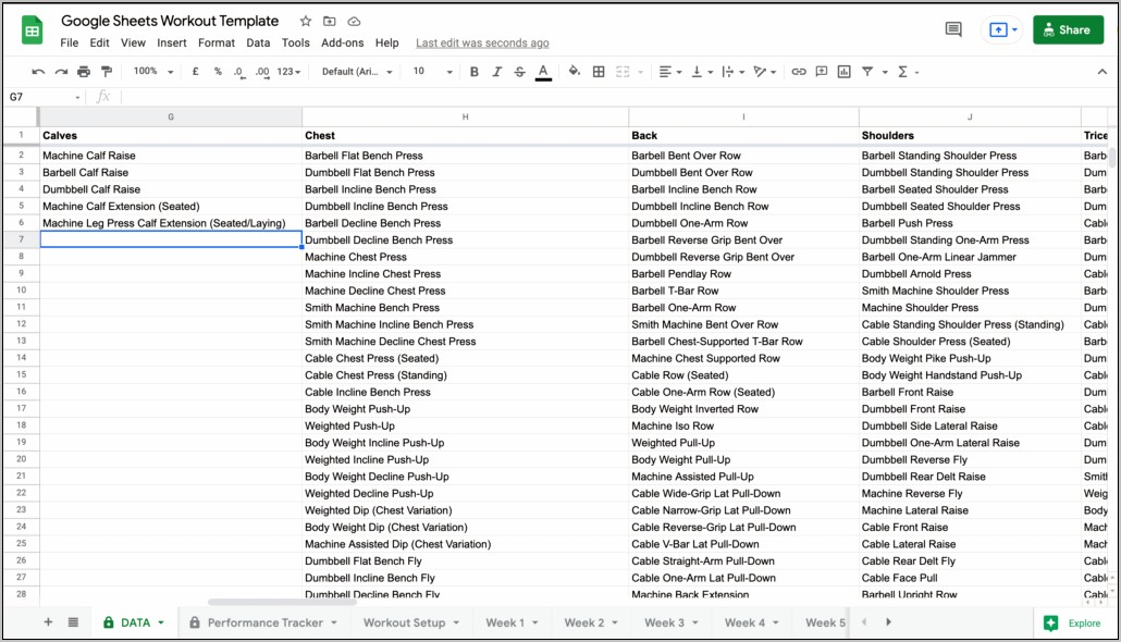 Male Physique Training Template Excel Download