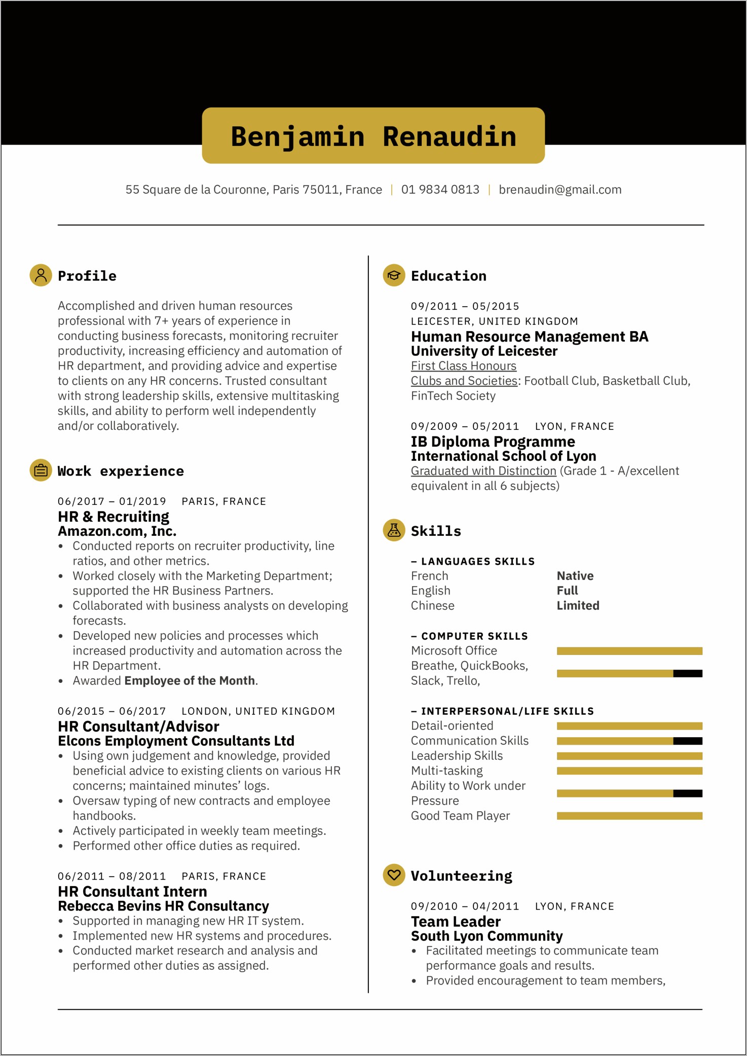 Management Consultant Functional Resume Sample