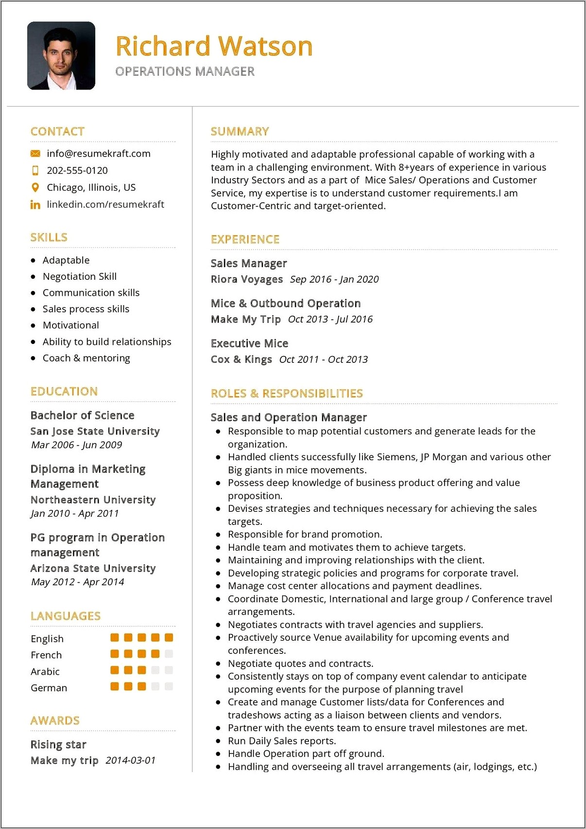 Manager Of Operations Resume Examples