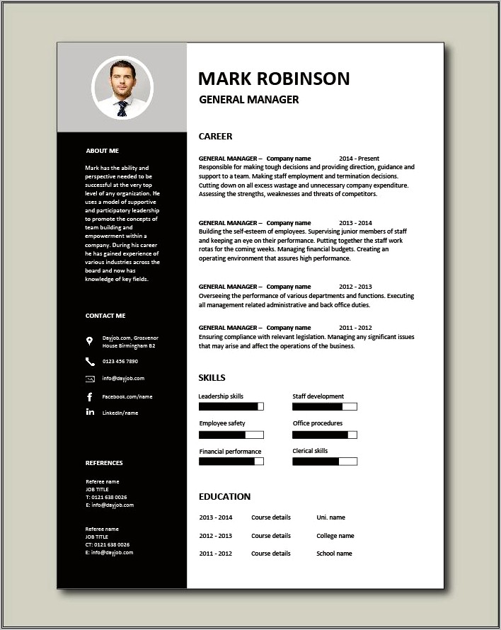 Manager Resume Format Download Free